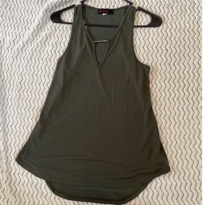 Olive green cut out razor back shirt